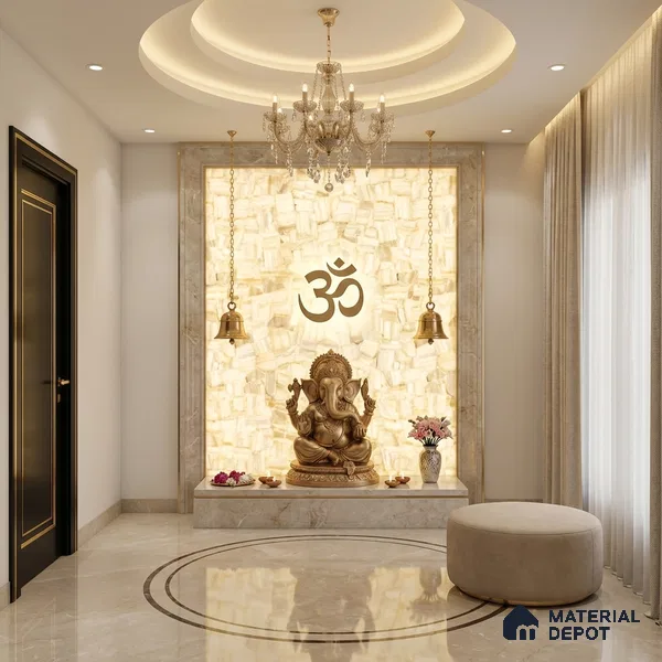 Multi Colour Stone Look Alabaster Sheet/Panel 8 ft x 2 ft - 8 mm | PN 03107 | Suitable for Pooja Room, Feature Wall, Foyer, Ceiling & Reception | Width is Subjected to 5% Variation