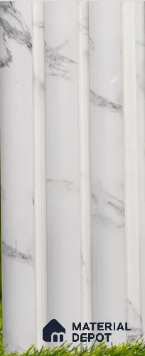 White Marble Louver PN 03514 8 ft x 1.2 inch Charcoal Panel - 20 mm | Suitable for Feature Wall, TV Unit & Living Room | Width is Subjected to 5% Variation