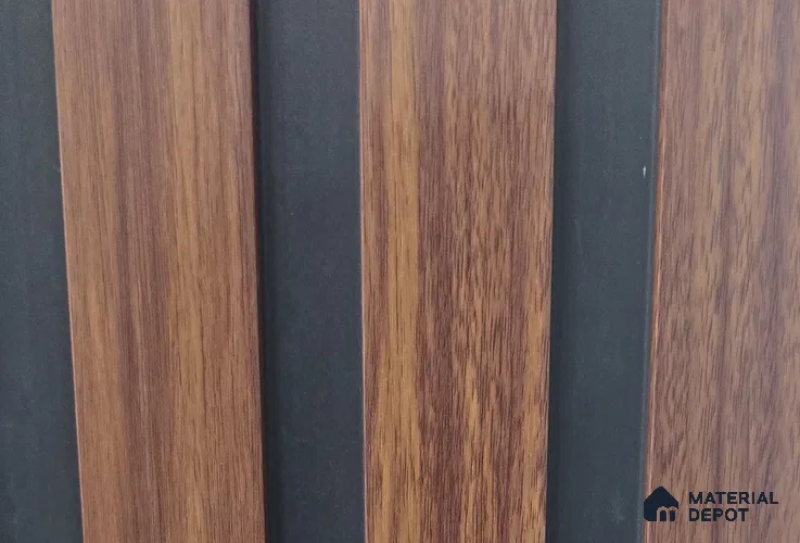 Brown Wooden Louver PN 03785 9.5 ft x 7.9 inch PVC Panel - 14 mm | Suitable for Feature Wall, TV Unit & Living Room | Width is Subjected to 5% Variation