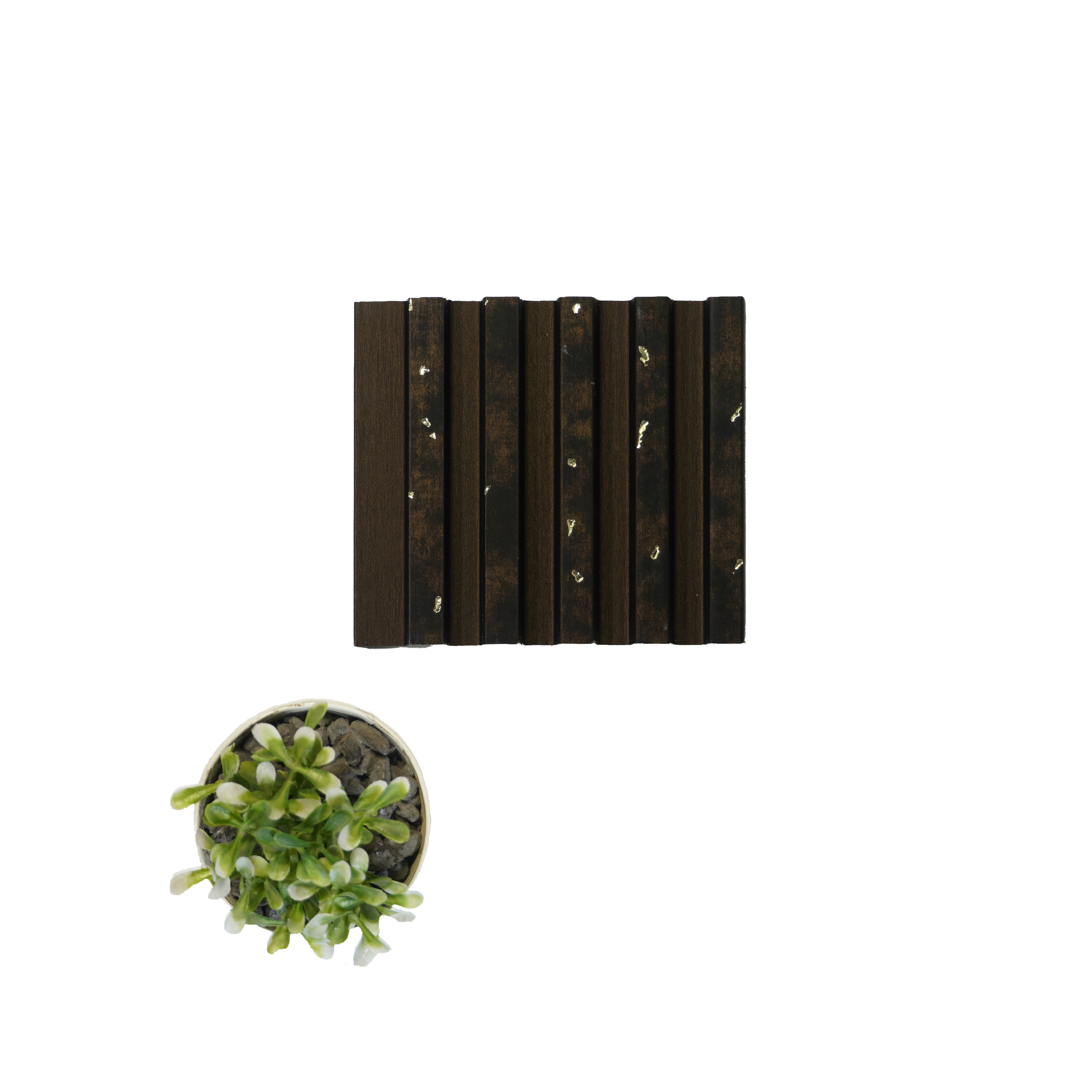 Brown Wooden Louver PN 04566 8 ft x 4.9 inch Charcoal Panel - 12 mm | Suitable for Feature Wall, TV Unit & Living Room | Width is Subjected to 5% Variation