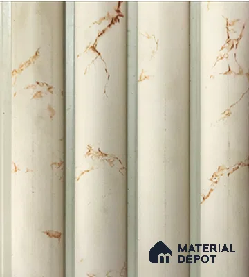 White Marble Louver PN 04906 8 ft x 4.9 inch Charcoal Panel - 12 mm | Suitable for Feature Wall, TV Unit & Living Room | Width is Subjected to 5% Variation