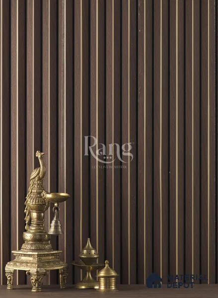 Brown Wooden Louver PN 05137 9 ft x 6.6 inch Charcoal Panel - 12 mm | Suitable for Feature Wall, TV Unit & Living Room | Width is Subjected to 5% Variation