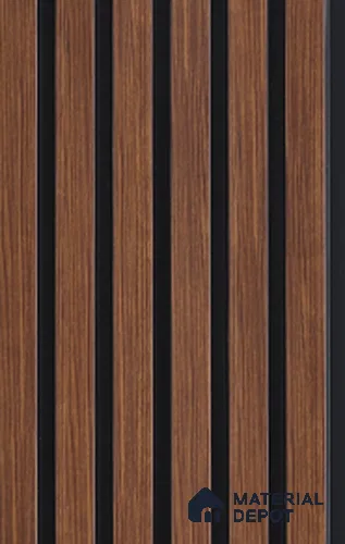 Brown Wooden Louver PN 05203 9 ft x 4.8 inch Charcoal Panel - 12 mm | Suitable for Feature Wall, TV Unit & Living Room | Width is Subjected to 5% Variation