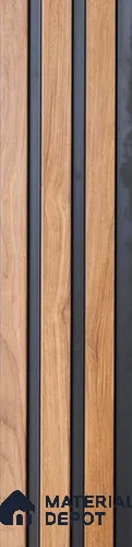 Brown Wooden Louver PN 05508 9.5 ft x 5 inch Charcoal Panel - 11 mm | Suitable for Feature Wall, TV Unit & Living Room | Width is Subjected to 5% Variation