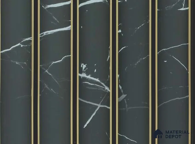 Black Marble Louver PN 05628 8 ft x 6 inch Charcoal Panel - 11 mm | Suitable for Feature Wall, TV Unit & Living Room | Width is Subjected to 5% Variation
