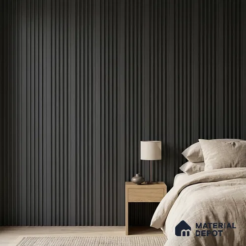 Graphite Black Plain Colour Look PN 05654 8 ft x 4.8 inch Charcoal Panel - 11 mm | Suitable for Feature Wall, TV Unit & Living Room | Width is Subjected to 5% Variation