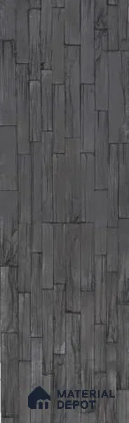 Black PU Stone Panel 3.8 ft x 1 ft Mosaic Strips Series | PN 05864 AN Forge Rock Interior Grade PU Stone Panel | Thickness Varies from 25 mm - 30 mm | Width is Subjected to 5% Variation