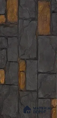 Black PU Stone Panel 4 ft x 2.5 ft Terrado Stone Series | PN 05864 BL Ironclad Stone Interior Grade PU Stone Panel | Thickness Varies from 100 mm - 110 mm | Width is Subjected to 5% Variation