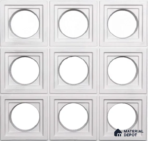 Ice White PU Stone Panel 2 ft x 2 ft Square Rounds Series | PN 05864 CQ Frost Stone Interior Grade PU Stone Panel | Thickness Varies from 75 mm - 85 mm | Width is Subjected to 5% Variation