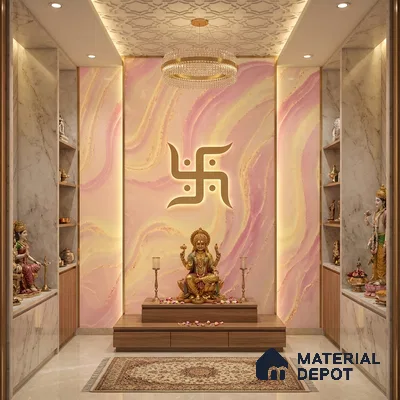 Multi Colour Marble Look Alabaster Sheet/Panel 8 ft x 4 ft - 6 mm | PN 05867 (MN 933) | Suitable for Pooja Room, Feature Wall, Ceiling & Reception | Width is Subjected to 5% Variation
