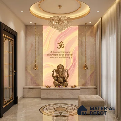 Multi Colour Marble Look Alabaster Sheet/Panel 8 ft x 4 ft - 6 mm | PN 05867 (MN 933) | Suitable for Pooja Room, Feature Wall, Ceiling & Reception | Width is Subjected to 5% Variation