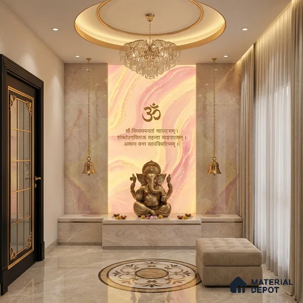 Multi Colour Marble Look Alabaster Sheet/Panel 8 ft x 4 ft - 6 mm | PN 05867 (MN 933) | Suitable for Pooja Room, Feature Wall, Ceiling & Reception | Width is Subjected to 5% Variation