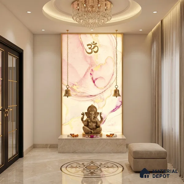Multi Colour Marble Look Alabaster Sheet/Panel 8 ft x 4 ft - 6 mm | PN 05869 (MN 935) | Suitable for Pooja Room, Feature Wall, Ceiling & Reception | Width is Subjected to 5% Variation