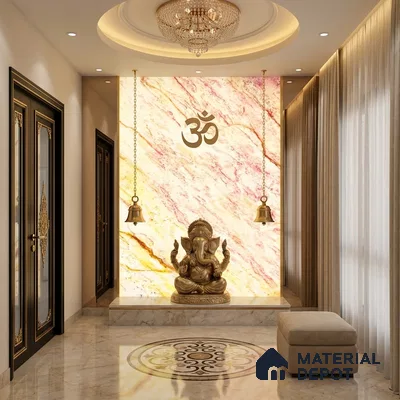 Multi Colour Marble Look Alabaster Sheet/Panel 8 ft x 4 ft - 6 mm | PN 05870 (MN 936) | Suitable for Pooja Room, Feature Wall, Ceiling & Reception | Width is Subjected to 5% Variation