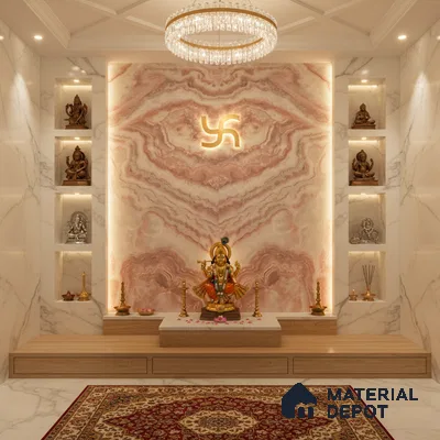 Multi Colour Marble Look Alabaster Sheet/Panel 8 ft x 4 ft - 6 mm | PN 05871 (MN 937) | Suitable for Pooja Room, Feature Wall, Ceiling & Reception | Width is Subjected to 5% Variation