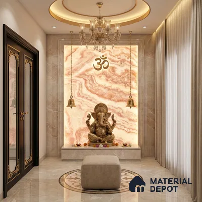 Multi Colour Marble Look Alabaster Sheet/Panel 8 ft x 4 ft - 6 mm | PN 05871 (MN 937) | Suitable for Pooja Room, Feature Wall, Ceiling & Reception | Width is Subjected to 5% Variation