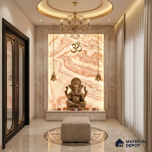 Multi Colour Marble Look Alabaster Sheet/Panel 8 ft x 4 ft - 6 mm | PN 05871 (MN 937) | Suitable for Pooja Room, Feature Wall, Ceiling & Reception | Width is Subjected to 5% Variation