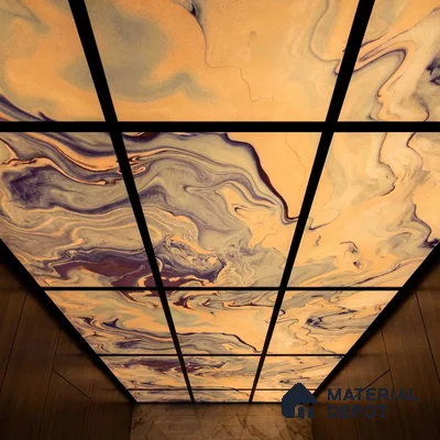 Multi Colour Marble Look Alabaster Sheet/Panel 8 ft x 4 ft - 6 mm | PN 05872 (MN 938) | Suitable for Pooja Room, Feature Wall, Ceiling & Reception | Width is Subjected to 5% Variation