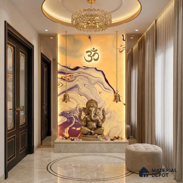 Multi Colour Marble Look Alabaster Sheet/Panel 8 ft x 4 ft - 6 mm | PN 05872 (MN 938) | Suitable for Pooja Room, Feature Wall, Ceiling & Reception | Width is Subjected to 5% Variation