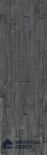 Black PU Stone Panel 3.8 ft x 1 ft Mosaic Strips Series | PN 06154 AN Forge Rock Exterior Grade PU Stone Panel | Thickness Varies from 25 mm - 30 mm | Width is Subjected to 5% Variation