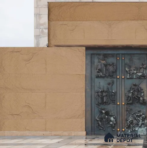 Beige PU Stone Panel 4 ft x 2 ft Madrid Stone Series | PN 06154 Q Earth Stone Exterior Grade PU Stone Panel | Thickness Varies from 25 mm - 35 mm | Width is Subjected to 5% Variation