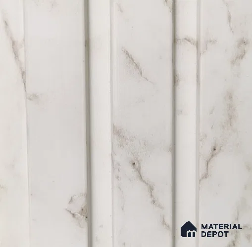 White Marble PN 07683 9.1 ft x 5 inch Charcoal Louvers/Panels - 12 mm | Suitable for Feature Wall, TV Unit & Living Room | Width is Subjected to 5% Variation