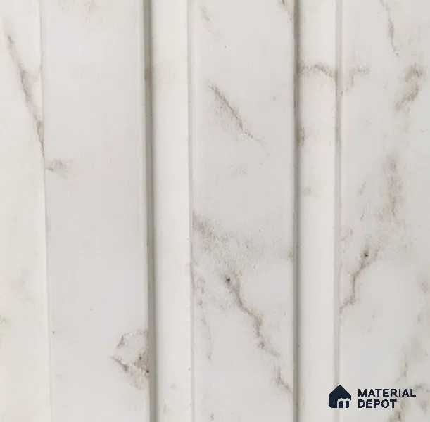 White Marble PN 07683 9.1 ft x 5 inch Charcoal Louvers/Panels - 12 mm | Suitable for Feature Wall, TV Unit & Living Room | Width is Subjected to 5% Variation