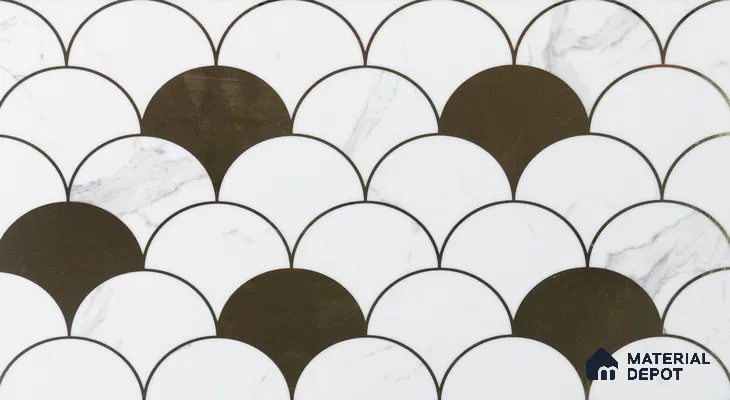 Glass Highlighter Wall Tile TL 00260 Fan Marble 2 ft x 1 ft Glossy Finish Ceramic Tile - 9 mm | Suitable For Kitchen, Bathroom & Accent/Feature Wall
