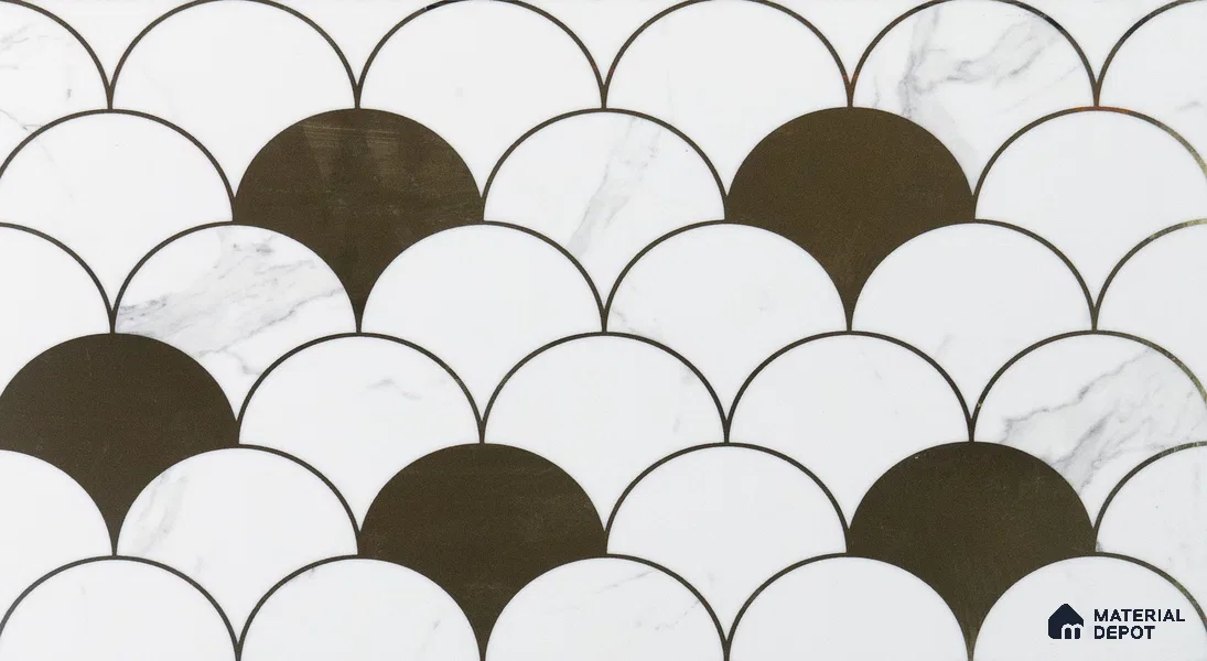 Glass Highlighter Wall Tile TL 00260 Fan Marble 2 ft x 1 ft Glossy Finish Ceramic Tile - 9 mm | Suitable For Kitchen, Bathroom & Accent/Feature Wall