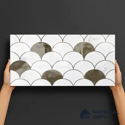 Glass Highlighter Wall Tile TL 00260 Fan Marble 2 ft x 1 ft Glossy Finish Ceramic Tile - 9 mm | Suitable For Kitchen, Bathroom & Accent/Feature Wall