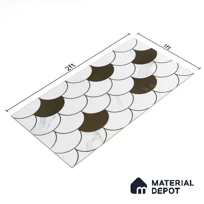 Glass Highlighter Wall Tile TL 00260 Fan Marble 2 ft x 1 ft Glossy Finish Ceramic Tile - 9 mm | Suitable For Kitchen, Bathroom & Accent/Feature Wall