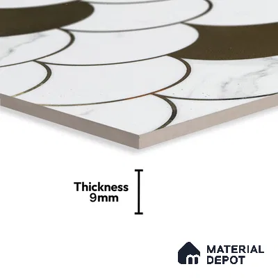 Glass Highlighter Wall Tile TL 00260 Fan Marble 2 ft x 1 ft Glossy Finish Ceramic Tile - 9 mm | Suitable For Kitchen, Bathroom & Accent/Feature Wall