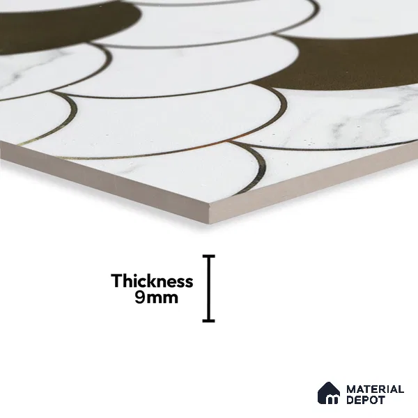 Glass Highlighter Wall Tile TL 00260 Fan Marble 2 ft x 1 ft Glossy Finish Ceramic Tile - 9 mm | Suitable For Kitchen, Bathroom & Accent/Feature Wall