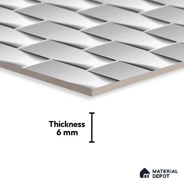 TL 01945 B White Dark 18 x 12 inch Glossy Finish Ceramic Wall Tile - 6 mm