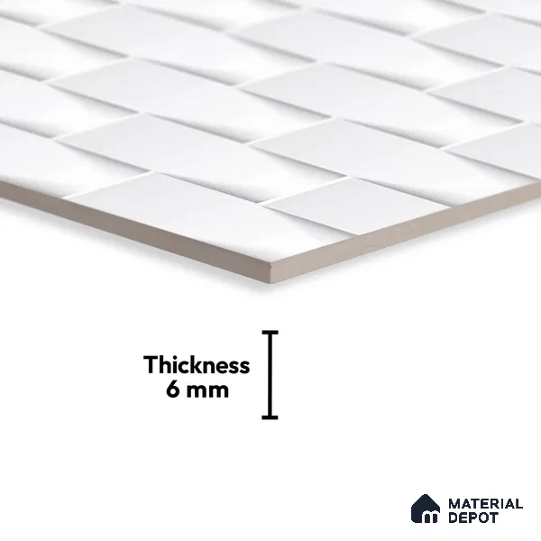 TL 01945 A Polar White Light 18 x 12 inch Glossy Finish Ceramic Wall Tile - 6 mm
