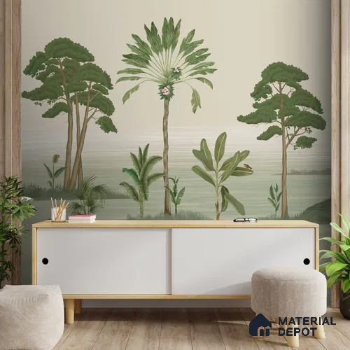 Prakriti Beautiful Trees Wallpaper Sukoon Series Canvas Nature Design (Customised Size Wallpaper)