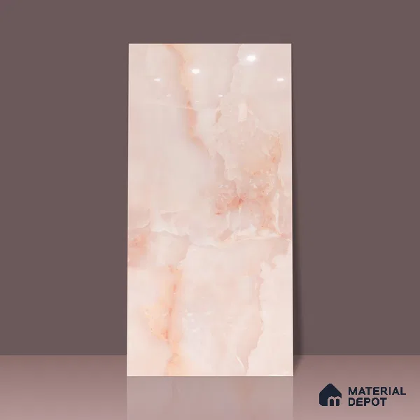 Marble Floor & Wall Tile TL 02178 B Malaga Pink 4 ft x 2 ft Prima Glossy Finish Vitrified Tile - 9 mm (Random 4)