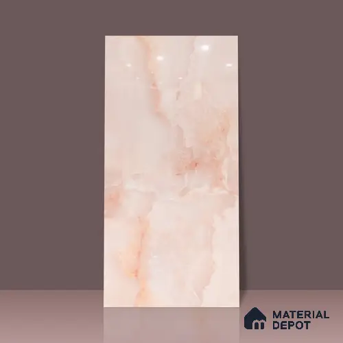Marble Floor & Wall Tile TL 02178 B Malaga Pink 4 ft x 2 ft Prima Glossy Finish Vitrified Tile - 9 mm (Random 4)