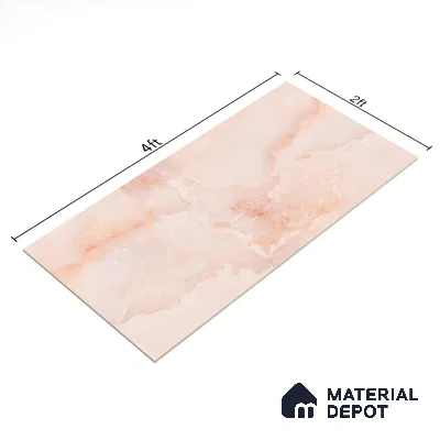 Marble Floor & Wall Tile TL 02178 B Malaga Pink 4 ft x 2 ft Prima Glossy Finish Vitrified Tile - 9 mm (Random 4)