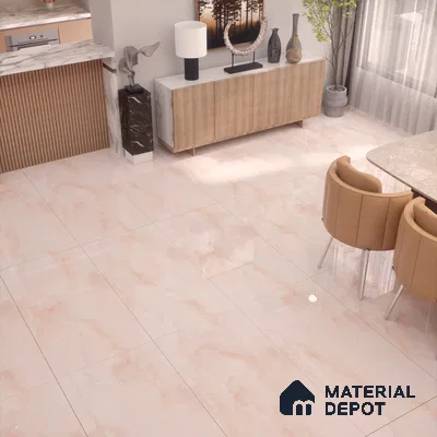 Marble Floor & Wall Tile TL 02178 B Malaga Pink 4 ft x 2 ft Prima Glossy Finish Vitrified Tile - 9 mm (Random 4)