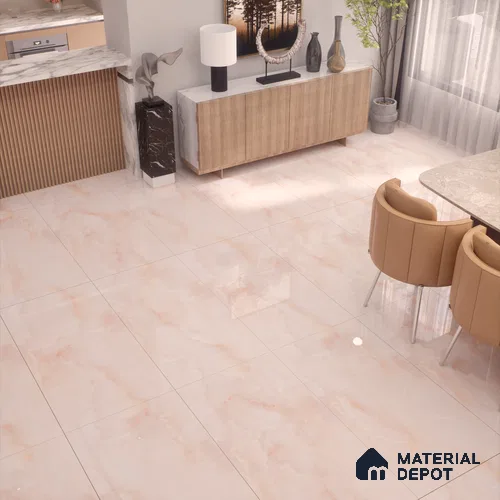 Marble Floor & Wall Tile TL 02178 B Malaga Pink 4 ft x 2 ft Prima Glossy Finish Vitrified Tile - 9 mm (Random 4)