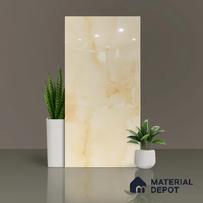 Marble Floor & Wall Tile TL 02178 A Prima Beige 4 ft x 2 ft Glossy Finish Vitrified Tile - 9 mm (Random 4)