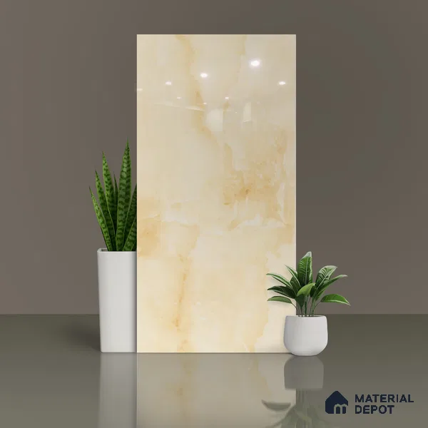 Marble Floor & Wall Tile TL 02178 A Prima Beige 4 ft x 2 ft Glossy Finish Vitrified Tile - 9 mm (Random 4)