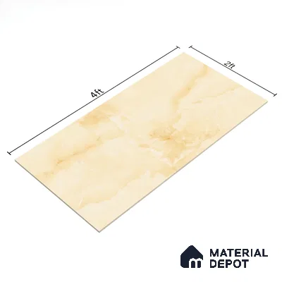Marble Floor & Wall Tile TL 02178 A Prima Beige 4 ft x 2 ft Glossy Finish Vitrified Tile - 9 mm (Random 4)