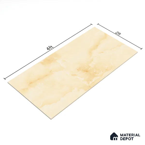 Marble Floor & Wall Tile TL 02178 A Prima Beige 4 ft x 2 ft Glossy Finish Vitrified Tile - 9 mm (Random 4)