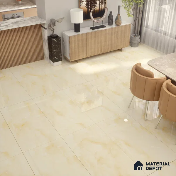 Marble Floor & Wall Tile TL 02178 A Prima Beige 4 ft x 2 ft Glossy Finish Vitrified Tile - 9 mm (Random 4)