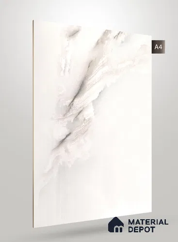 White Marble Look PU 1776 8 ft x 4 ft High Gloss Finish Decorative Laminate - 1.25 mm | Suitable for TV Unit, Wardrobe, Kitchen Cabinets
