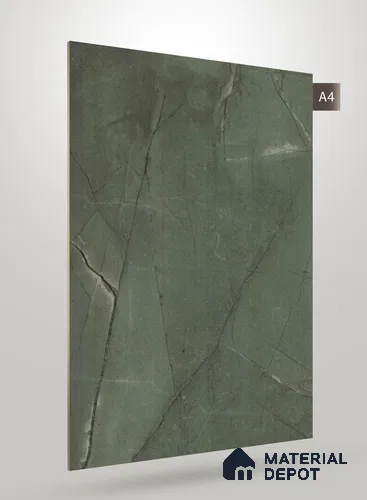 Green Marble Look PU 1779 8 ft x 4 ft High Gloss Finish Decorative Laminate - 1.25 mm | Suitable for TV Unit, Wardrobe, Kitchen Cabinets
