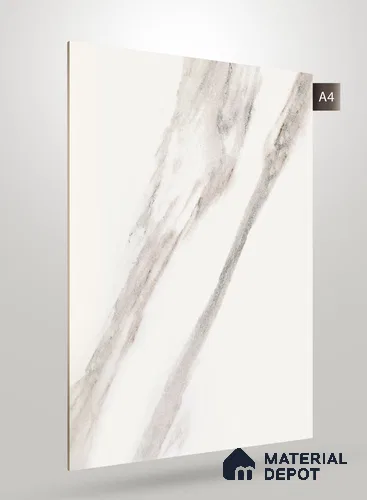 White Marble Look PU 585 8 ft x 4 ft High Gloss Finish Decorative Laminate - 1 mm | Suitable for TV Unit, Wardrobe, Kitchen Cabinets