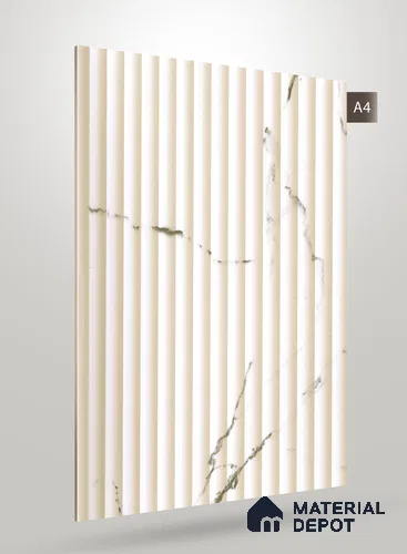 Marble Fluted PU 590 8 ft x 4 ft PU Finish Decorative Laminate - 1 mm | Suitable for TV Unit,Wardrobe, Kitchen Cabinets